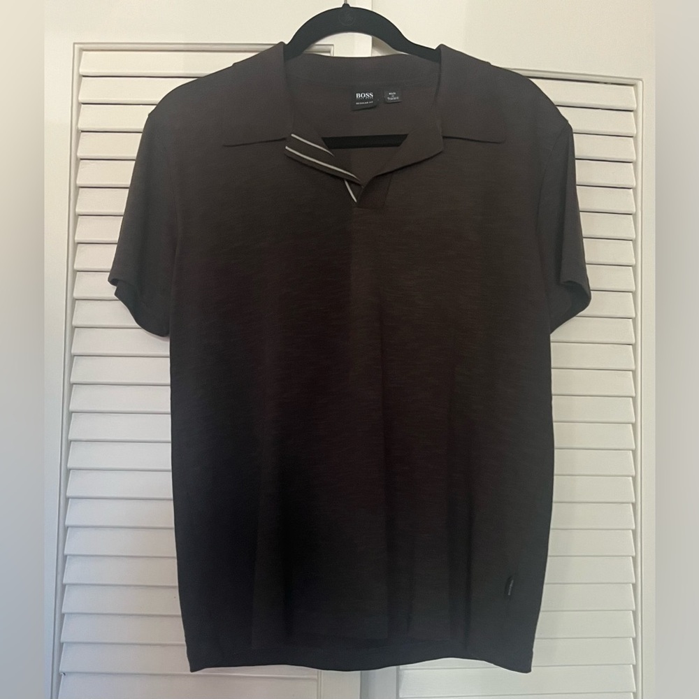 BOSS. Men's Dark Brown Polo Shirt